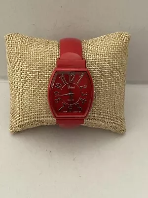 Vivani Red Colored Square Face Hinged Cuff Bracelet Watch • $20