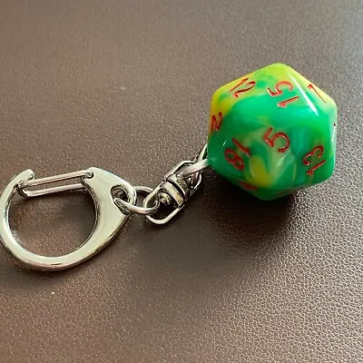 £1.99 • Buy D20 Dice Keyring - Duel Colour - Green And Yellow