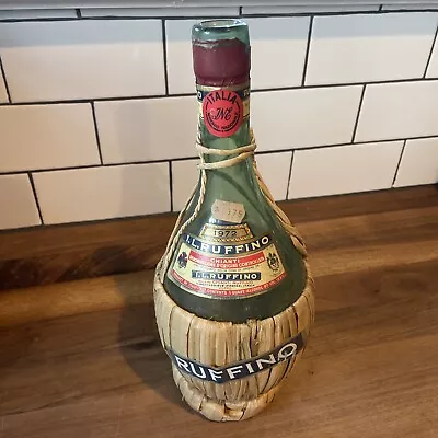 Vintage 1972 CHIANTI Bucalossi Glass Bottle With Rattan Wrap (Empty) Italy 10.5” • $9.99