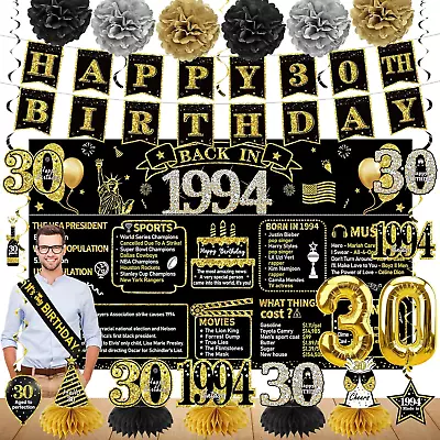 30th Birthday Decorations For Men Women 21pcs Back In 1994 Banner Party Supplie • £33.23