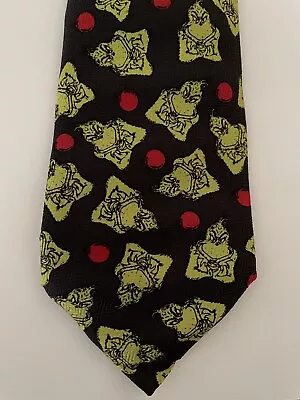 Dr Seuss The Grinch Christmas Black Green Poly Necktie Tie Mjn1621a #e26 • $9.99