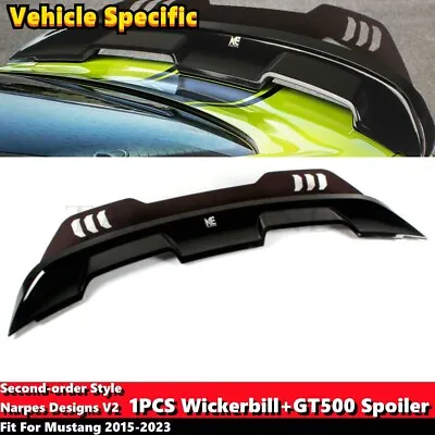 NP Designs 1PCS Wickerbill + GT500 Spoiler Wing For FORD Mustang 2015-2023 V2Sty • $147.98
