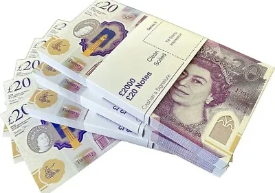 £20 Gbp Fake 100 Bank Notes - Replica Uk Pounds Cash For Movies & Pranks • £22.99