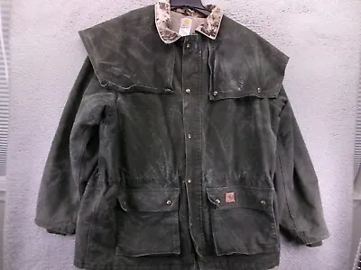 Vtg Carhartt C70 Duster Jacket 2XL Duck Canvas Caped Western Rancher Sherpa Line • $99.95