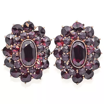 Vintage Gold Vermeil Garnet Oval Drop Earrings • $199