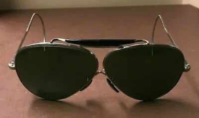$59 • Buy Vintage Willson Aviator Sunglasses Chrome Frame Green Lenses