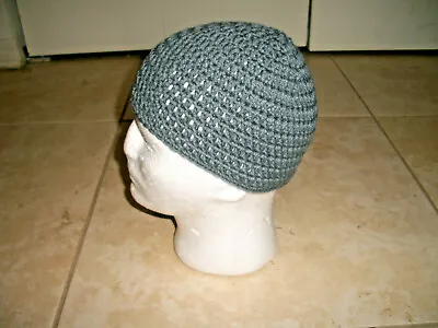 Adult Handmade Crochet Muslim GRAY Koofi Kufi Prayer Cap Hat Islam Beanie Topi • $13.95