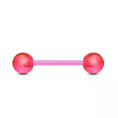 £2.50 • Buy 14mm Short Pink Bio Flex Metal Free Tongue Bar Nipple Piercing Tounge Allergy UK