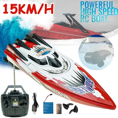 Kids RC Boat Remote Control High Speed 2.4G Racing Speed Boat Toy RC Boat Gift • $28.94