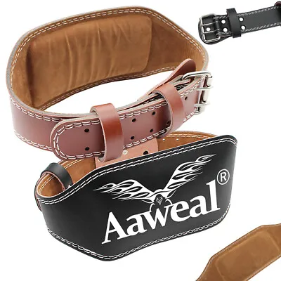 Weight Lifting Belt 6  Leather Back Support Fitness Strap Gym Training Exercise • $22.79