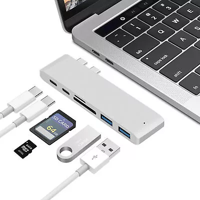 $23.69 • Buy USB C 6 In1 Hub 3.0 Type-C Adapter Charging&Reader For Macbook Pro Mac Laptop PC