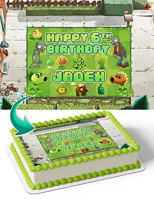 Plants Vs Zombies Edible Cake Topper Party Decoration Edible Image • $24.99