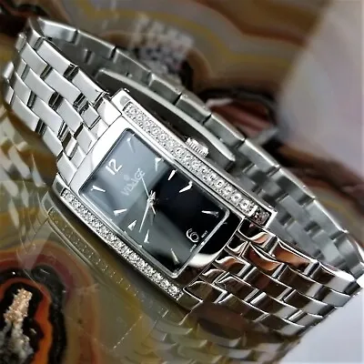 VISAGE Curvex Silver Swarovski Crystal Bezel Watch  • $75