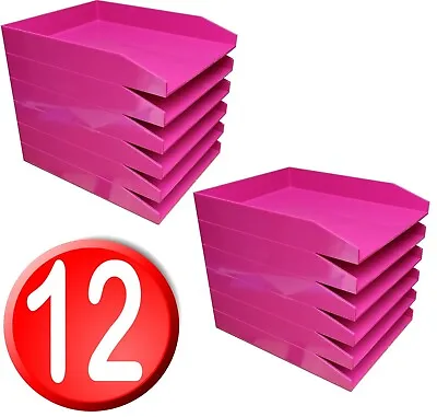 Letter Trays Pink A4 Stacking 25.1 X 31.3 X 4.5cm Foray 5117326 Pack Of 12 • £14.99