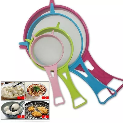 £5.13 • Buy 4 X Plastic Kitchen Strainer Flour Sieve Sifter Mesh Colander Tea Filter Set UK