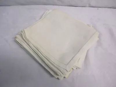 12 Matching Off-White Vintage Irish Linen 12 In. Square Table Napkins • $10