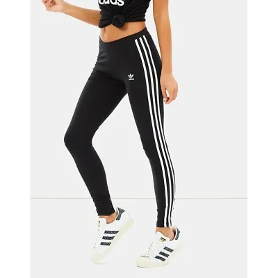 Faulty Adidas 3 Stripes Womens Black Leggings Gym Pants Size 81012141618 • £11.97