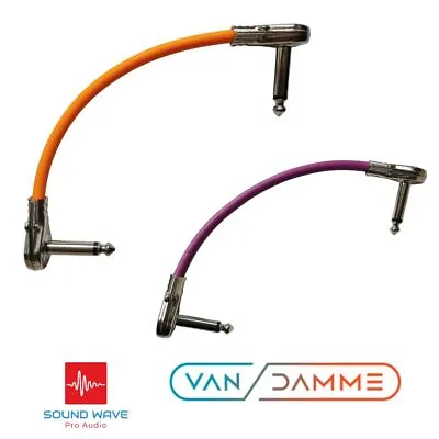 GUITAR PATCH LEADS - 6.35mm 1/4  Pancake Jacks - Van Damme Cable - Effects Pedal • £6.69