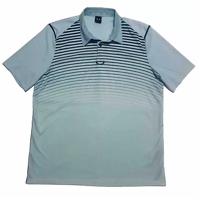 NwOt Mens Oakley Golf 2Button Collar Logo Stripes S/S Stretch Polo Shirt Size L • $8.98