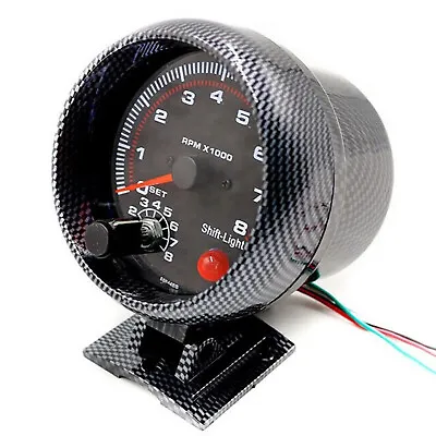 $15.81 • Buy 3.75  Car Tachometer Gauge 8000RPM Carbon Fibre LED Shift Light Universal Y9A9