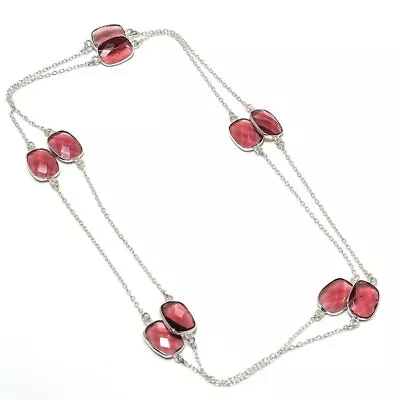Madagascar Morganite Gemstone 925 Silver Gift Occasion Jewelry Necklace 36  J480 • $54.58