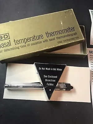 Thermometer Glass 1964 With Box & Cert. B-D Basel Original • $279.98