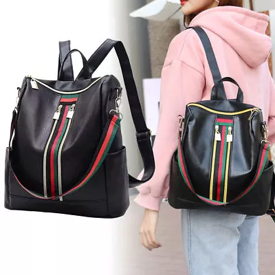 Women Ladies Leather Backpack Anti-Theft Rucksack Travel Shoulder Bag Satchel • £6.95