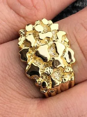 Men's Solid 14k Yellow Gold Heavy Nugget Ring Size 7 8 9 10 11 12 13 12-14 Grams • $973.22