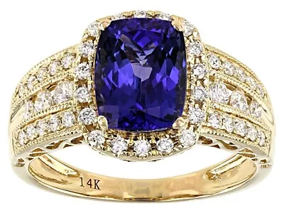 14k Yellow Gold 2ct D-block Tanzanite Ring With .60 Diamonds $6800.00 • $6800