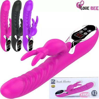 Jive Bunny Heated G Spot Rabbit Vibrator Ribbed Dildo Female Clit USB Sex Toy • $46.95