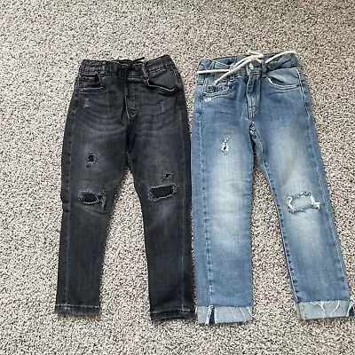 Lot Of 2 Zara Jeans Boys Skinny Straight Size 6 Kids Drawstring Adjustable Waist • $39.99