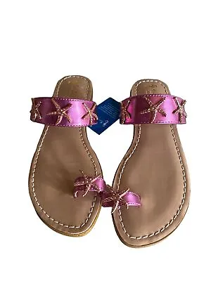 NWT Pink Miss Trish Sandals Toe Strap Starfish Detail Girls Size 4 • $12.50