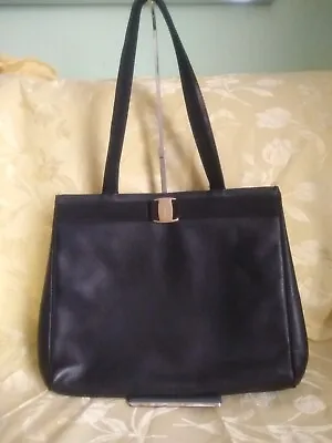 Vintage Salvatore Ferragamo Black Leather Bag • $90