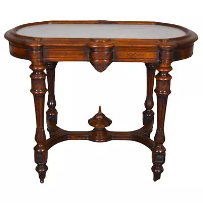Antique Victorian Marble Top Wood Ring Writing Table #22014 • $895