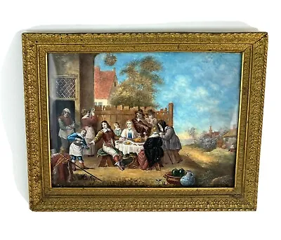 Finely Painted Miniature Portrait Travelers Feast 16th Century Village Sgd Aubry • £573.45