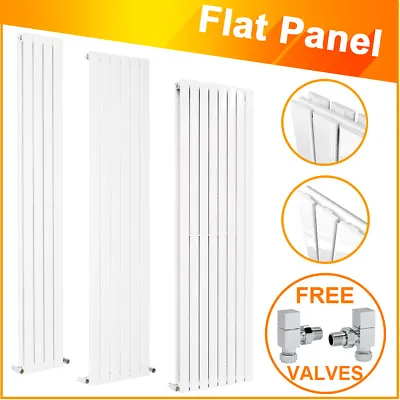 Vertical Designer Radiator Tall Upright Flat Panel Gloss White With FREE Valves • £92.95