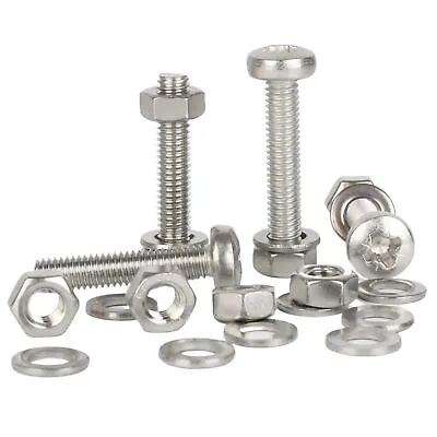 £26.13 • Buy M4 M5 M6 A2 Stainless Steel Pozi Pan Head Machine Screws Hex Full Nuts & Washers