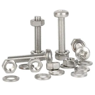 M4 M5 M6 A2 Stainless Steel Pozi Pan Head Machine Screws Hex Full Nuts & Washers • £5.46