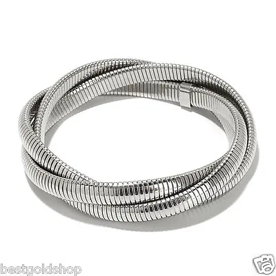 QVC Twisted Omega Stretch Bangle Bracelet Stainless Steel By Design  • $44.25