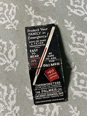 VTG Empty Matchbook Cover The Palmer Company Fever Thermometers! • $9.99