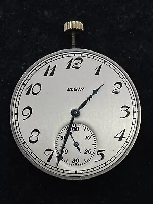 Vintage Elgin 15 Jewels Pocket Watch Movement Dial Hands & Crown WORKING • $19.99