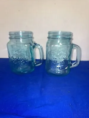 2 Green Mason Jar Mug “quality Refreshing Ice Cold Drink” 16 Oz- Estate Find • $9.90