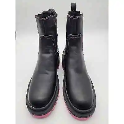 Rare London Rebel Chelsea Boots In Black With Pink Sole Size 7 New Defect • £15.19