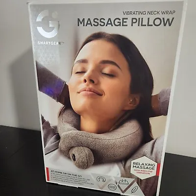 NEW NIB Smartgear Vibrating Neck Wrap  Massage Pillow Gray • $15