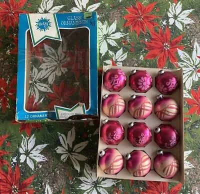 Vintage Set Of 12 Pink Mercury Glass Christmas Ornaments  • $45