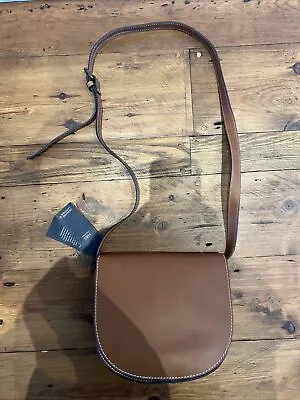 BNWT Marks & Spencer M&S Crossbody Saddle Bag Tan Brown Leather Handbag • £44.99