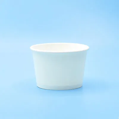 4oz/6oz/8oz/12oz/16oz Plain White Ice Cream Paper Cups Dessert Container Tubs • £7.52