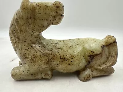 Vintage Asian Carved Celadon Jade Stone Hard Stone Horse Figure • £143.55