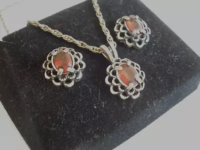 Vintage .925 Sterling Silver Necklace/Pendant Earring Set- • $14.99