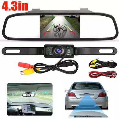 4.3  Backup Camera Mirror Car Rear View Reverse Night Vision Parking System Kit • $29.99